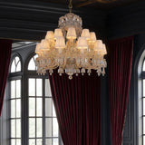 24 LIGHT SHADE CLEAR GLASS ITALIAN CHANDELIER