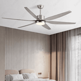 66 Inch 6  Blade Wind lamp ceiling fan remote Controlled - SIlver