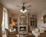3 LIGHT GLASS CEILING FAN CHANDELIER 52 INCH