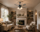 3 LIGHT GLASS CEILING FAN CHANDELIER 52 INCH