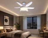 52 Inch Modern White Ceiling Fan Chandelier Remote Control 6 Blades