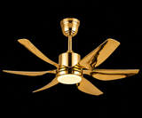 52 INCH 6 BLADE WIND LAMP CEILING FAN REMOTE CONTROLLED - Glossy Gold