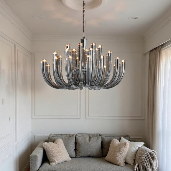 16 ARM SMoke GLASS Spanish CHANDELIER CEILING LIGHTS HANGING LAMP - WARM WHITE