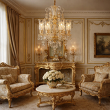 6 LIGHT Glass Champagne ITALIAN CHANDELIER LIGHT