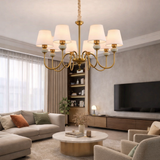 8 Light Shade Brass Italian Chandelier Light for Dining Hall