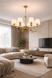 8 Light Shade Brass Italian Chandelier Light for Dining Hall