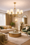 8 Light Shade Brass Italian Chandelier Light for Dining Hall