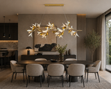 1500MM LONG GOLDEN CRYSTAL CERAMIC FLOWER CHANDELIER LIGHT