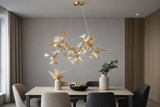 1000MM LONG GOLDEN CRYSTAL CERAMIC FLOWER CHANDELIER CEILING LIGHTS HANGING