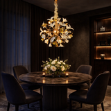 600MM LONG GOLDEN CRYSTAL CERAMIC FLOWER CHANDELIER CEILING LIGHTS HANGING