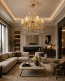 9 LIGHT Cognac GLASS ITALIAN CHANDELIER LIGHT FOR DINING HALL