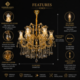 9 LIGHT Cognac GLASS ITALIAN CHANDELIER LIGHT FOR DINING HALL