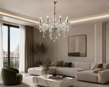 8 LIGHT Clear Glass Shade ITALIAN CHANDELIER LIGHT