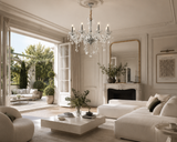 8 LIGHT Clear Glass Shade ITALIAN CHANDELIER LIGHT