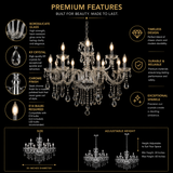12 LIGHT Clear Glass Shade ITALIAN CHANDELIER LIGHT
