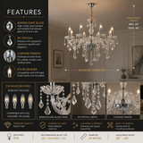 8 LIGHT Clear Glass Shade ITALIAN CHANDELIER LIGHT