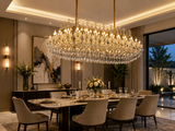 40 LIGHT ROYAL CRSYTAL RECTANGULAR ITALIAN CHANDELIER LIGHT FOR DINING HALL
