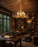 6 LIGHT Wooden Antler CHANDELIER LIGHT FOR DINING HALL