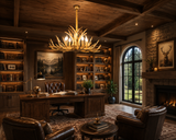 6 LIGHT Wooden Antler CHANDELIER LIGHT FOR DINING HALL