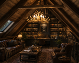 6 LIGHT Wooden Antler CHANDELIER LIGHT FOR DINING HALL