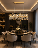 1200x300MM Crystal Design Glass Gold Modern LED Chandelier Light
