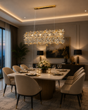 1200x300MM Crystal Design Glass Gold Modern LED Chandelier Light
