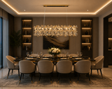 1200x300MM Crystal Design Glass Gold Modern LED Chandelier Light
