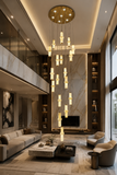 18 LED DOUBLE HEIGHT ALABASTER STAIR CHANDELIER