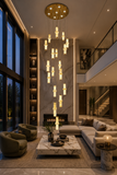 18 LED DOUBLE HEIGHT ALABASTER STAIR CHANDELIER