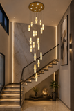 18 LED DOUBLE HEIGHT ALABASTER STAIR CHANDELIER