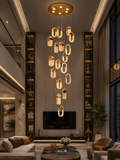 18 LED DOUBLE HEIGHT CRYSTAL STAIR CHANDELIER