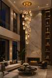 18 LED DOUBLE HEIGHT CRYSTAL STAIR CHANDELIER