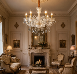 6 LIGHT Glass Frost Glass ITALIAN CHANDELIER LIGHT