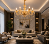 6 LIGHT Glass Amber Glass ITALIAN CHANDELIER LIGHT
