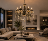 6 LIGHT BRASS ITALIAN CHANDELIER