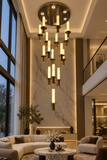 16 LED DOUBLE HEIGHT ALABASTER STAIR CHANDELIER