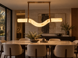 1200MM Faux Marble Leather Strap LED Light Chandelier Lighting