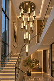 16 LED DOUBLE HEIGHT ALABASTER STAIR CHANDELIER