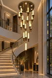 16 LED DOUBLE HEIGHT ALABASTER STAIR CHANDELIER