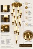 16 LED DOUBLE HEIGHT ALABASTER STAIR CHANDELIER