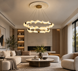 2 Rings Fabric Design Glass Modern LED Chandelier - Warm White