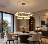 2 Rings Fabric Design Glass Modern LED Chandelier - Warm White