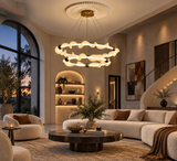 2 Rings Fabric Design Glass Modern LED Chandelier - Warm White