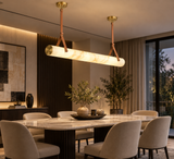 1200MM Faux Marble Leather LED Light Chandelier Lighting
