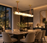 1200MM Faux Marble Leather LED Light Chandelier Lighting
