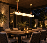 1200MM Faux Marble Leather LED Light Chandelier Lighting