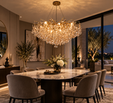 1000 MM Round Crystal Gold LED Chandelier Light for Living Room Round Dining Room Chandelier
