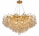 1000 MM Round Crystal Gold LED Chandelier Light for Living Room Round Dining Room Chandelier