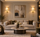 750MM Wall Lamp Electroplated Brushed Brass Fabric Shade