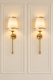 750MM Wall Lamp Electroplated Brushed Brass Fabric Shade